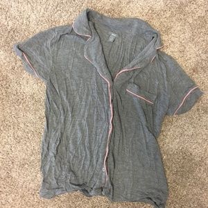 Aerie Grey Piped Sleep Shirt XS